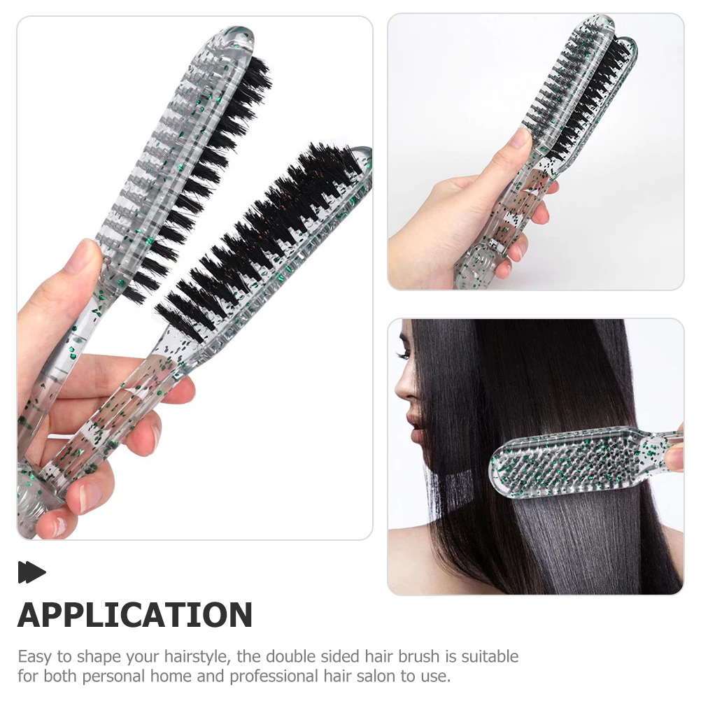 

Straightening Brush For Hair Double Sided Clamp Brush Strong Bristle Smooth Comb Styling Tool Salon Home Use