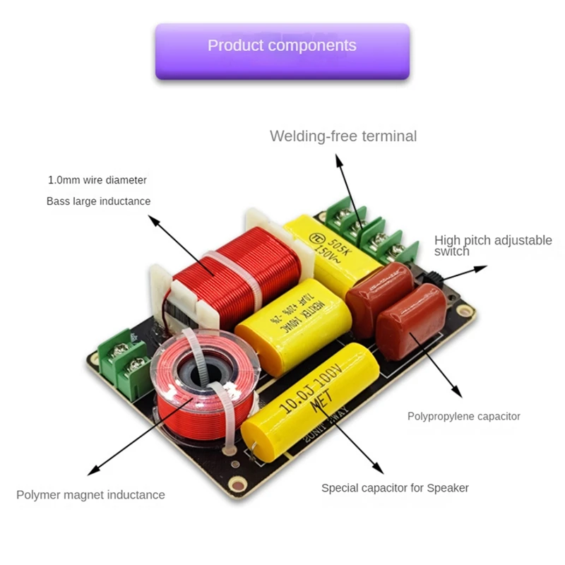 2 Stücke WEAH-250 250 Watt 2 Weg Frequenzteiler Hochtöner Bass Crossover Filter DIY Lautsprecher Filter Schaltung Home Sound Theater