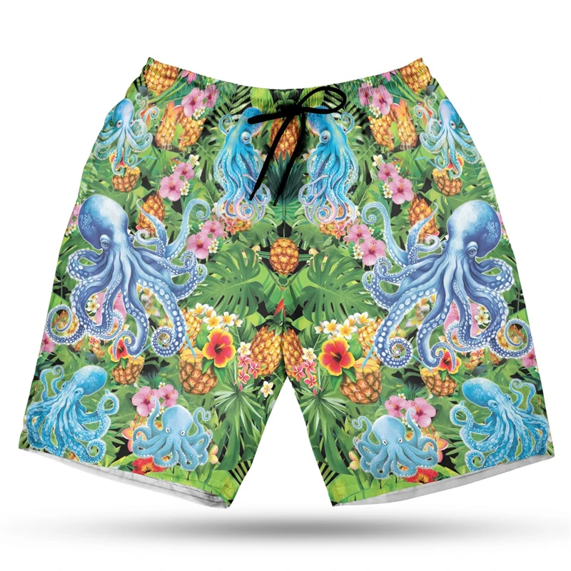 Octopus Liefhebbers Hawaiiaanse Strand Shorts Harajuku Mode Aloha Oceaan Devilfish 3d Print Korte Broek Voor Mannen Kleding Jongen Koffers