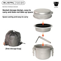 3 in1 Camping  Steaming and Frying Pot Cookware Mess Kit Cooking Pot and Pan Set 304 Stainless Steel Micro Pressure Cooker