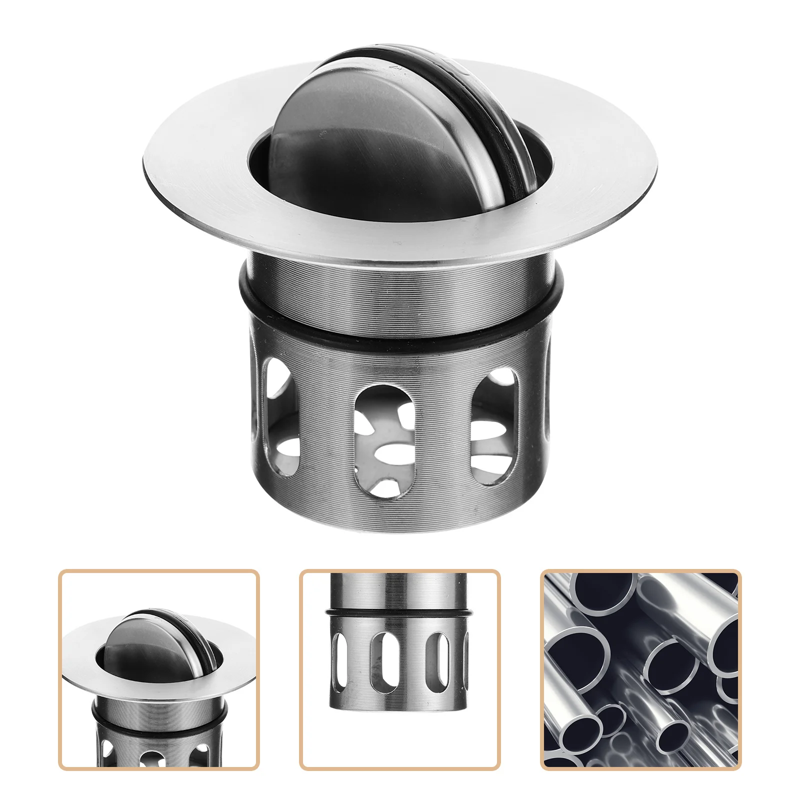 

2Pcs Stainless Steel Kitchen Sink Strainer Basket with Adjustable Fit Stabilized Drain Stopper for Home Use Slotted Drainer