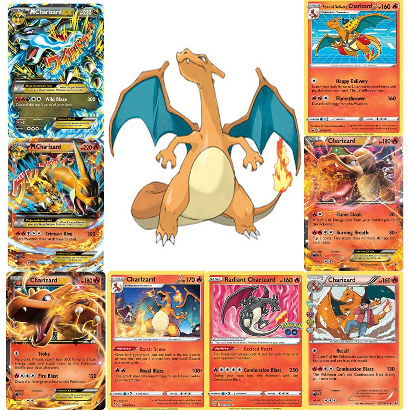 

PTCG Pikachu Charizard English American Version Picture Gallery 2 Shiny Cards Childhood Toy Animation DIY Collection Rare Cards