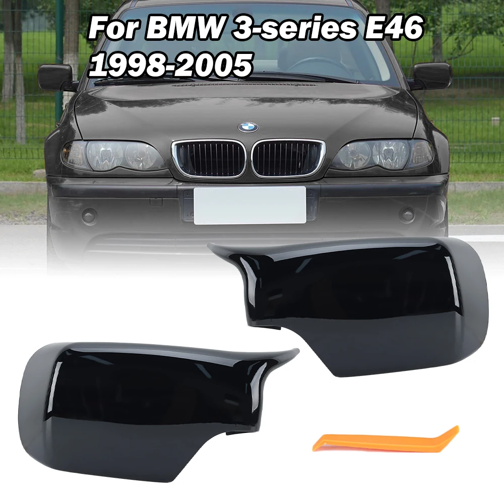 Rearview Mirror Housing Cover Caps For BMW 3 Series E46 4-Door 1998-2005 Glossy Black Side Mirror Housing Cap Car Accessories