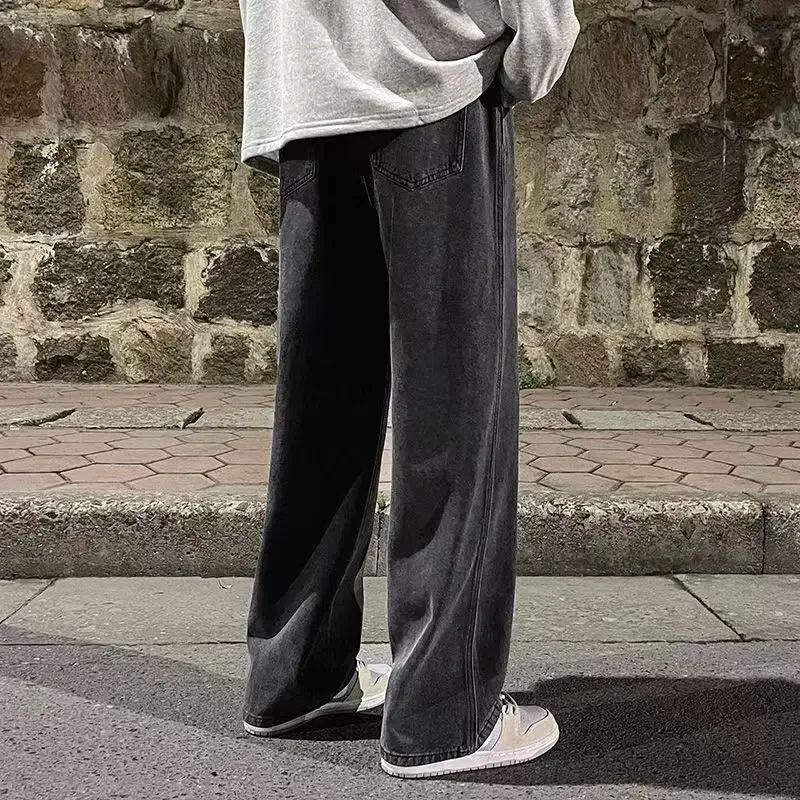 ストリート風ストレッチジーンズ メンズ デニム カーゴパンツ ウォッシュ加工 無地 マルチポケット カジュアル ミッドウエスト トラウザーズ スリムフィット デイリーウェア ジョガーパンツ