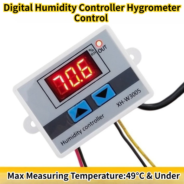 XH-W3005 DC 12V 24V 220V 10A Digital Humidity Controller Hygrometer Control Switch 0~99%RH Hygrostat w/ Humidity Sensor