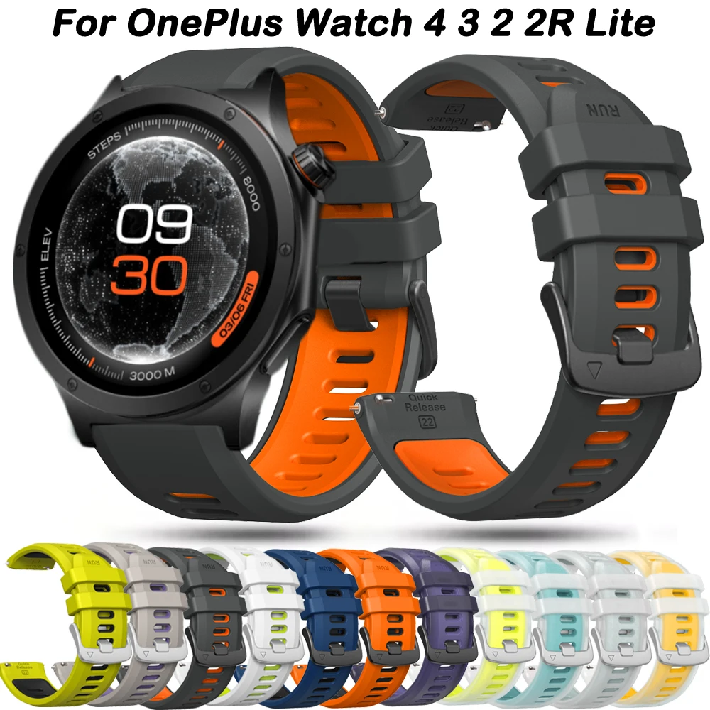 Bracelets en Silicone souple de 22mm pour montre OnePlus 4 3 2, Bracelet pour montre intelligente OnePlus Watch Lite/2R, accessoire de Bracelet portable