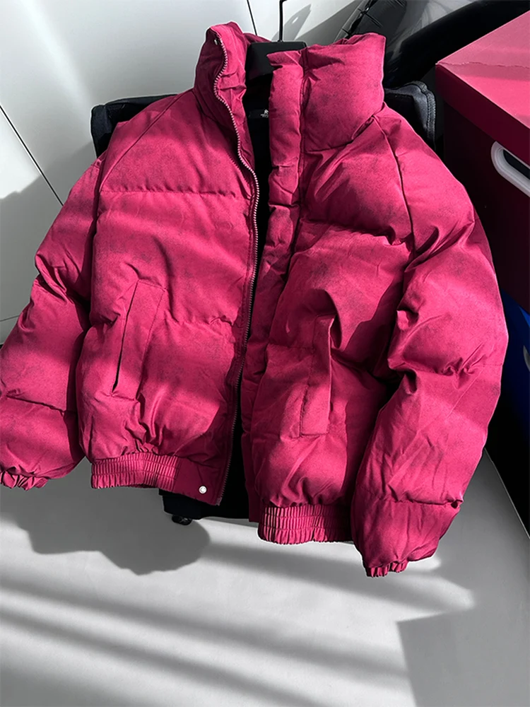 

American Dyed ort Thiened Stand Collar Men's Winter Jaet High Warmth Cotton Coat for Couples Youth Faion Casual Wear