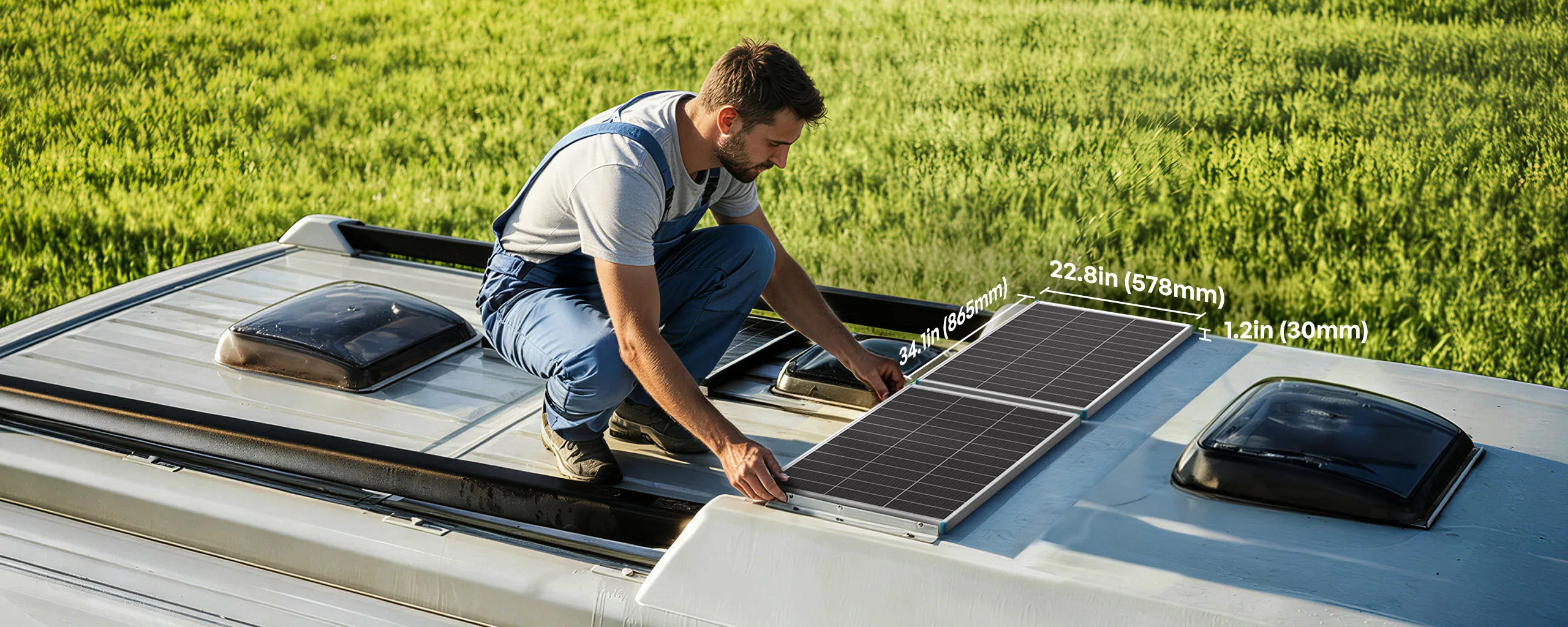 Renogy 100W Bifacial Solar Panel N-Type 16BB 25% High Efficiency Double-Sided PV Module for RV Camper Van Marine Boat Off-Grid Battery Charging