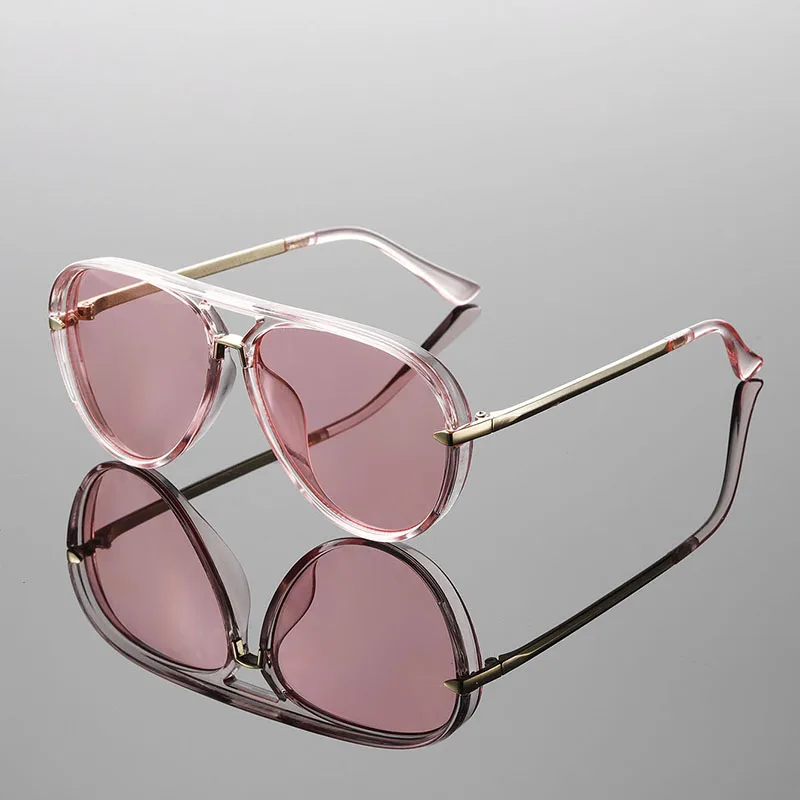 KAMMPT Fashion Retro Pilot Decor Shades Women Stylish Brand Design Sunglasses Oversize Vintage Metal Driving Anti UV Sun Glasses