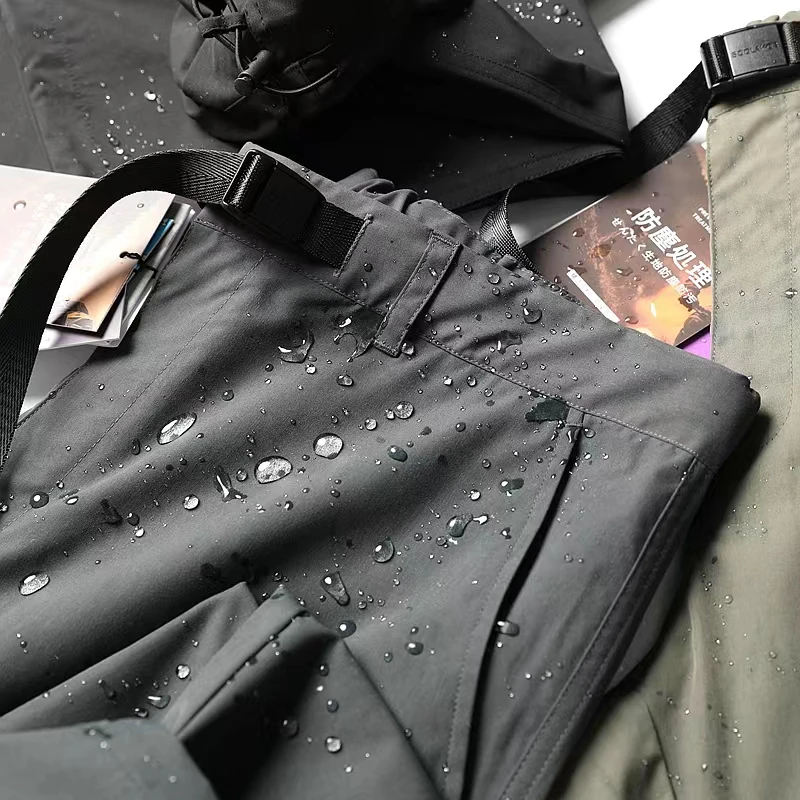 

Мужские повседневные брюки прямого кроя, ветрозащитные, водоотталкивающие, с эластичным поясом и застежкой, модные городские, из полиэстера, весна-лето