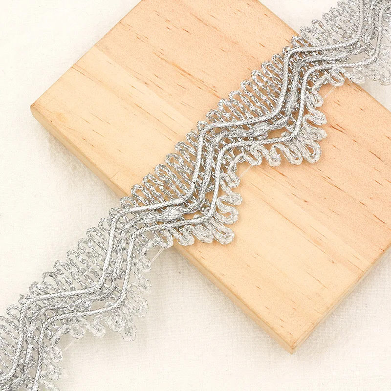 5Yards Gold Silver Lace Sequins Ribbon Wave Trim DIY Dance Costume Table Decoration Accessories