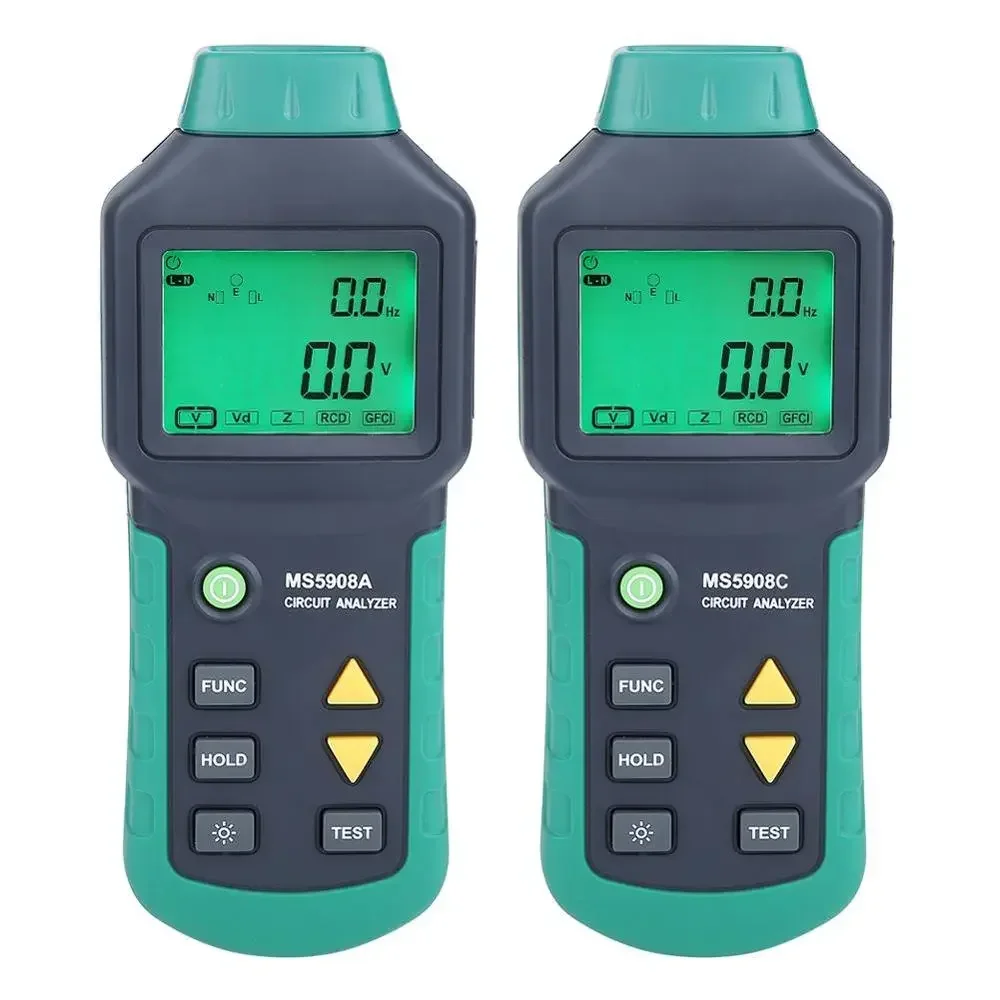 AC100-240V MASTECH MS5908A/MS5908C LCD Circuit Analyzer RCD Tester With Voltage GFCI Meter mastech ms6818 Socket Tester