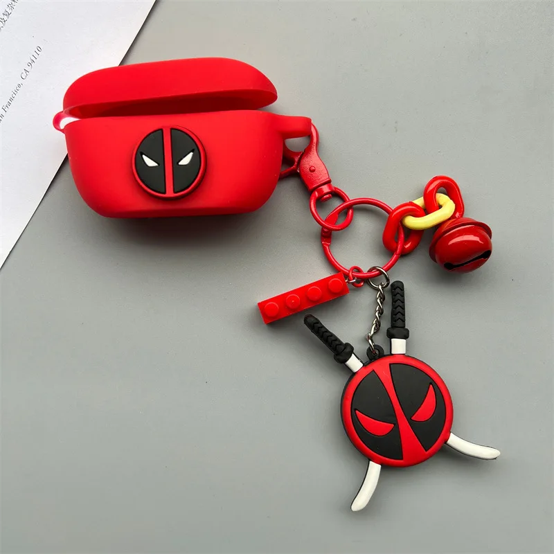 Marvel Deadpool Fone de ouvido capa protetora de silicone para JBL Wave 100, TWS Buds com chaveiro