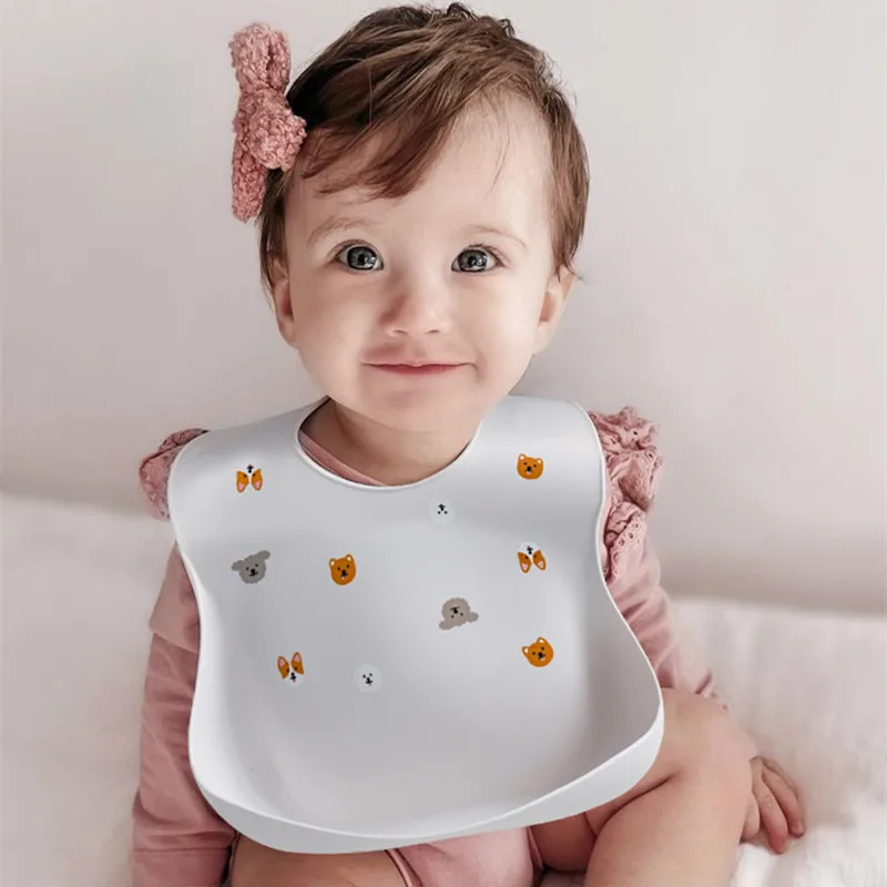 Baby Silicone Bibs Toddler Lunch Apron Kids Girl Boys Waterproof Saliva Solid Feeding Bib BPA Free Baby Silicone Bib Soft Aprons