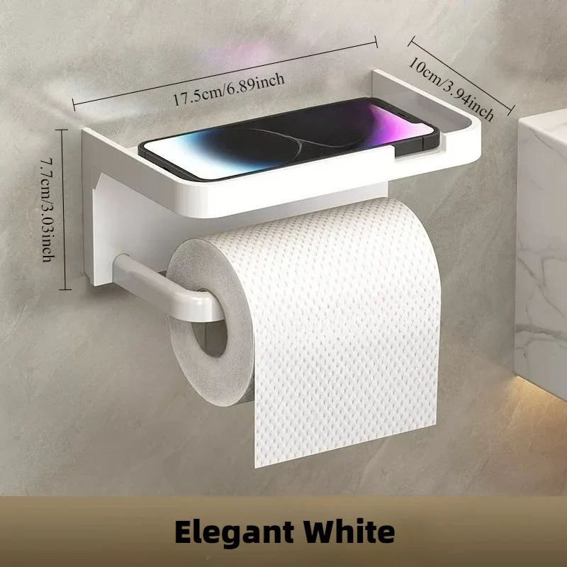 1 PCS Wall Mounted Toilet Paper Holder a Top Storage Platform That Can Hold Mobile Phones, Aromatherapy Machines Small Items.