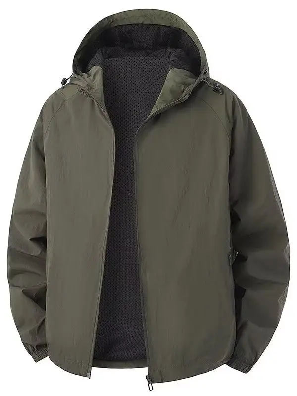 Męska kurtka przejściowa wiosenno-jesienna, zimowa, z kapturem, cienka, wiatroodporna, luźna, duży rozmiar, outdoorowa, codzienna kurtka wiatrówka.