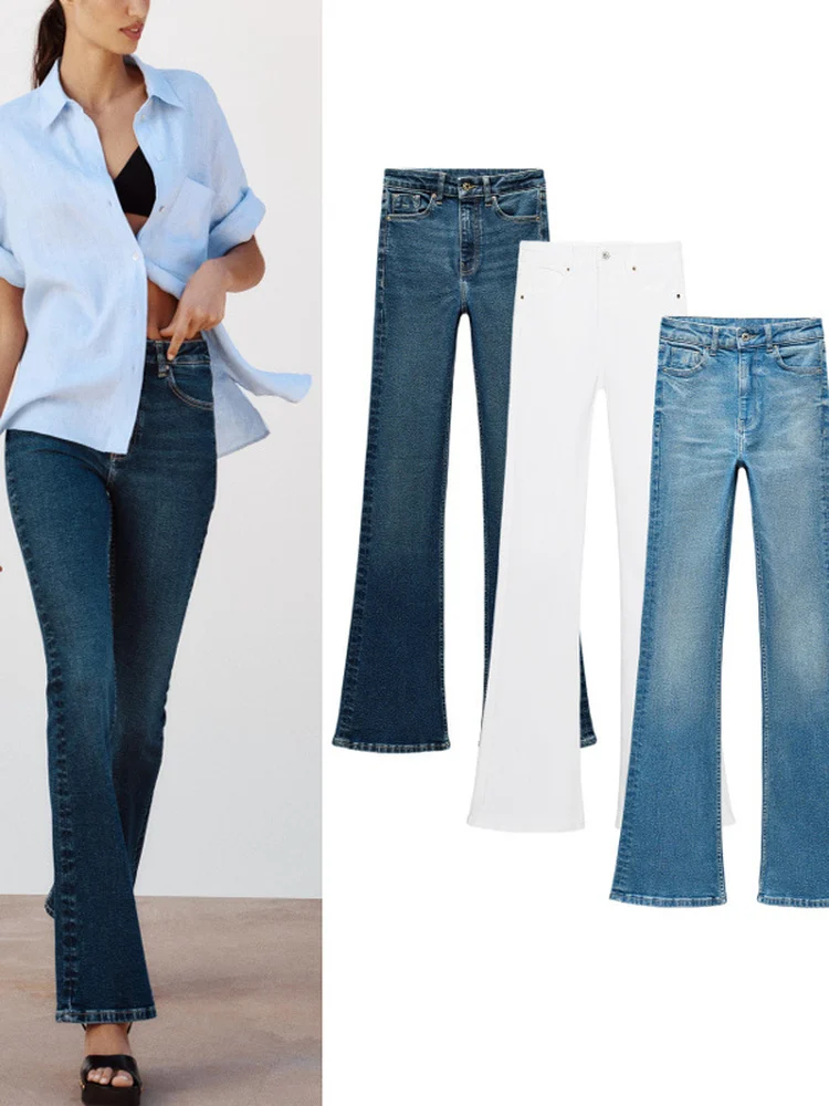 

High Waist Bell Bot Jeans Women's Casual Versatile Slimming Faion Spring Summer New Arrival 7223025 7223225