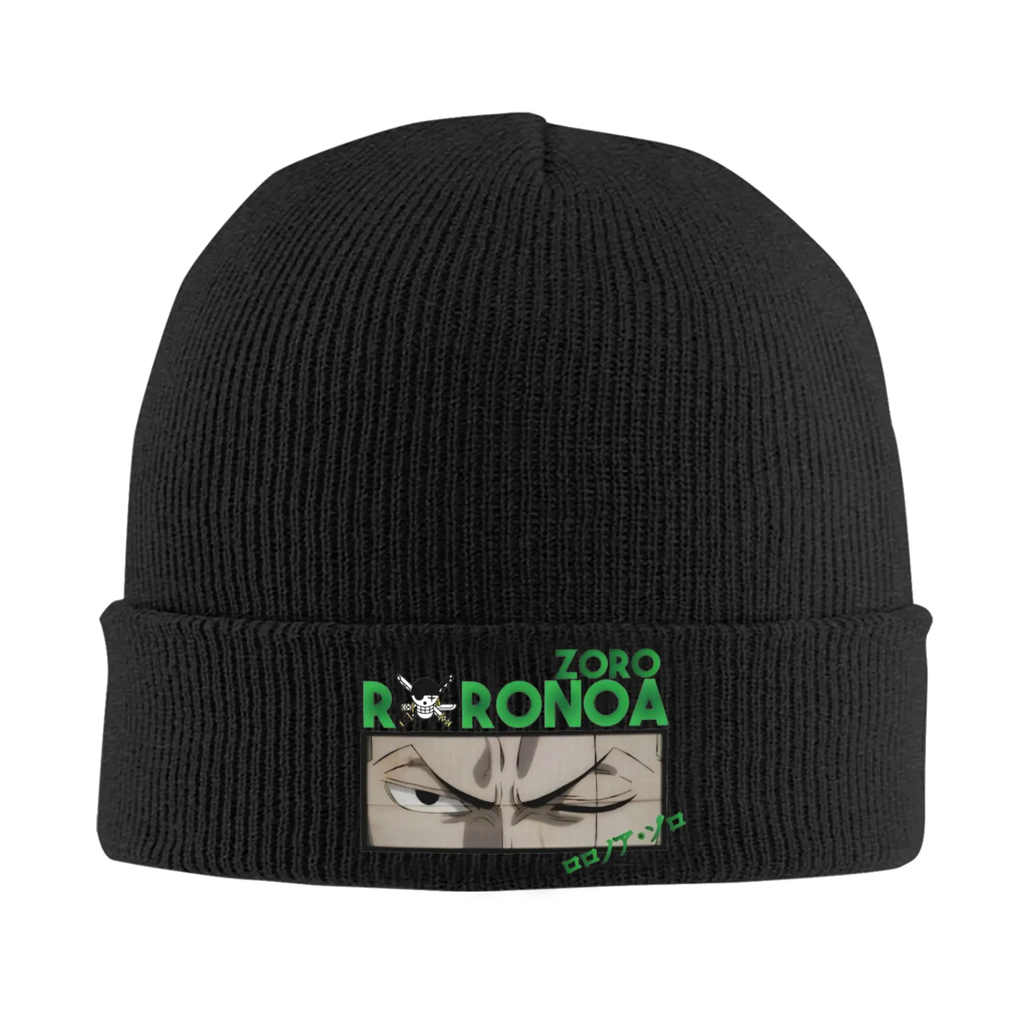 

Roronoa zoro One piece Knit Cuff Beanie Skull Hats For Women Men Winter Knitted Beanies Caps