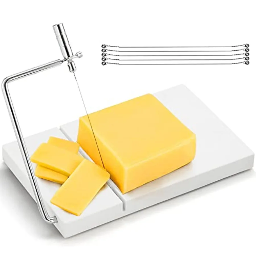 

Heavy Duty Cheese Slicer with 6 Wires for Cutting Block Cheeses Butter Fruit Appetizers 8 L x 5 W White Marble Cheese Cutting B