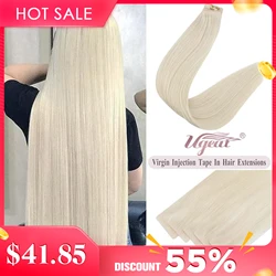 [12 Months] Ugeat Invisible Tape in Human Hair Extensions 10A Grade Seamless Skin Weft Injection Virgin Tape in Hair 2.5G/Pieces