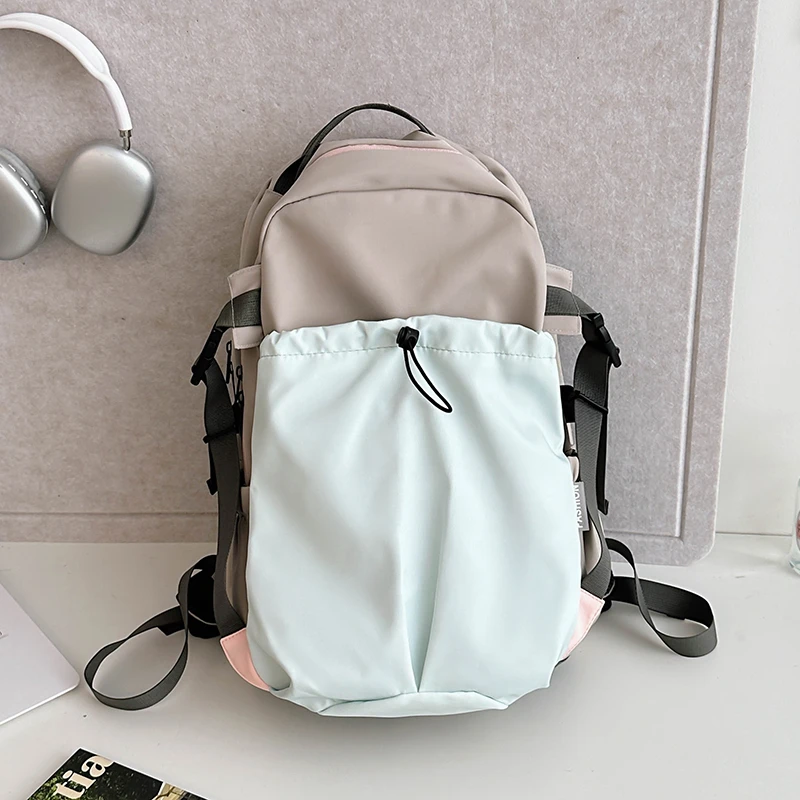 Mochilas de nylon com zíper feminino, cores contrastantes, bolsas de grande capacidade, mochilas escolares pendulares, senhoras, alta qualidade, à venda, 2024