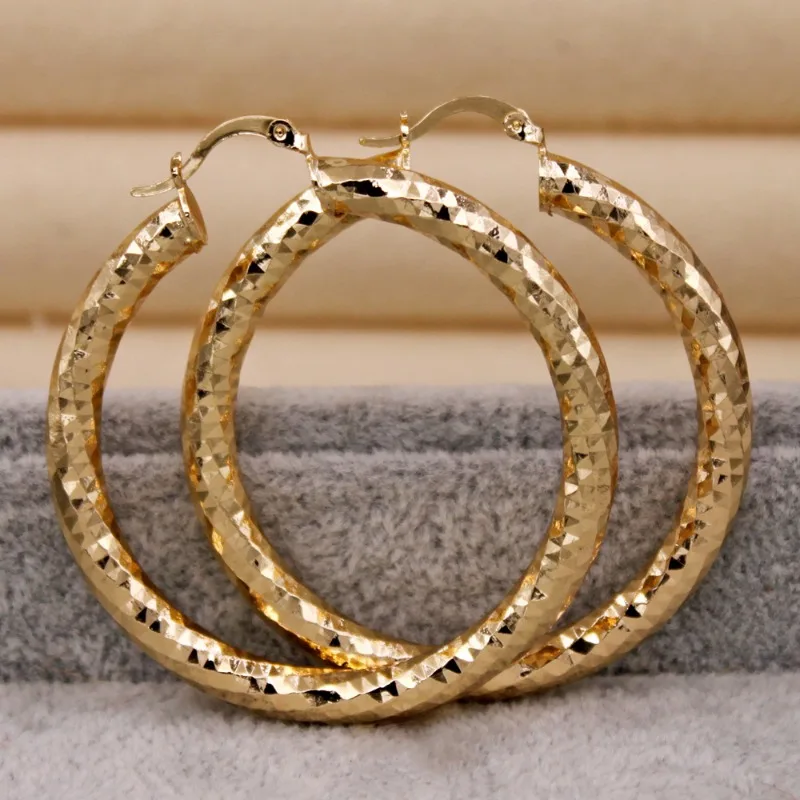 Vintage Trendy Eardrop Round Gold Color Earring Hoop Earrings For Women Girls Fashion Jewelry Accessories Wedding Daily Gift