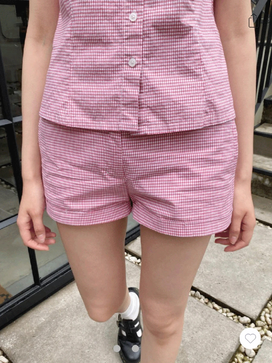 새로운 핑크 격자 무늬 스트레이트 반바지 여성 여름 섹시한 낮은 허리 코튼 짧은 바지 여성 빈티지 streetwear 캐주얼 sweatshorts y2k
