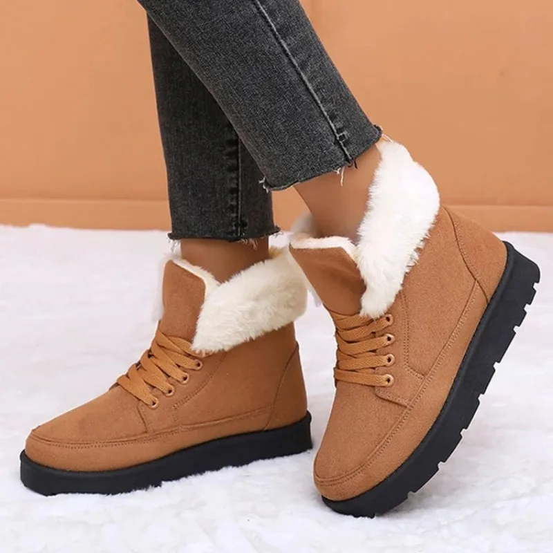 

2026 Women's Snow Boots High Quality Plush Ankle Boots Comfort Keep Warm Winter Shoes for Woman Fashion Cotton Boots Botas Mujer