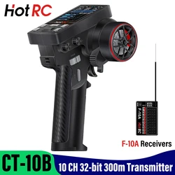 HotRC Transmitter CT-10B 10CH 2.4GHz Radio System Remote Controller with F-10A PWM GFSK Receiver for RC Car Boat Model