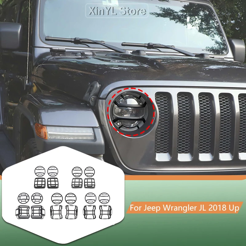 

Автомобильная железная фара из АБС-пластика, задний фонарь, защитный комплект, чехол для автомобильной фары для Jeep Wrangler JL 2018, автомобильные аксессуары