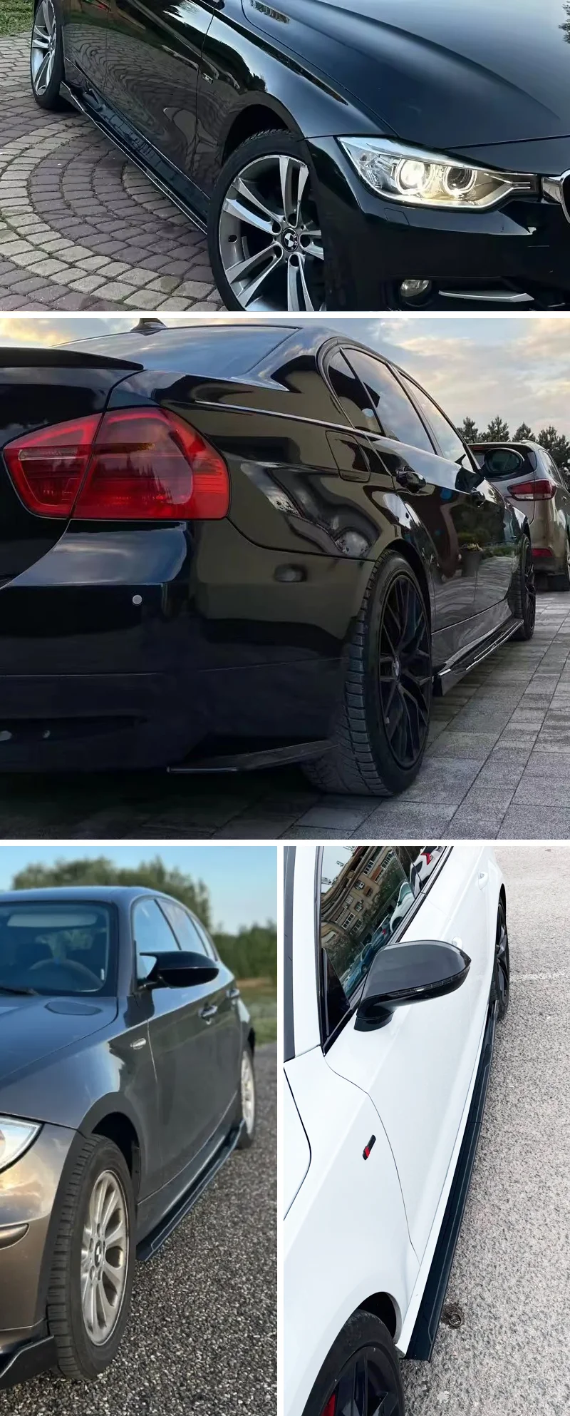 Für BMW Zubehör F30 F31 2012+ 3 Series Seitenschwellerverlängerungen Rocker Panel Lip 8 Stück 86,6 Zoll ABS-Kunststoff glänzend schwarz – Detail 3