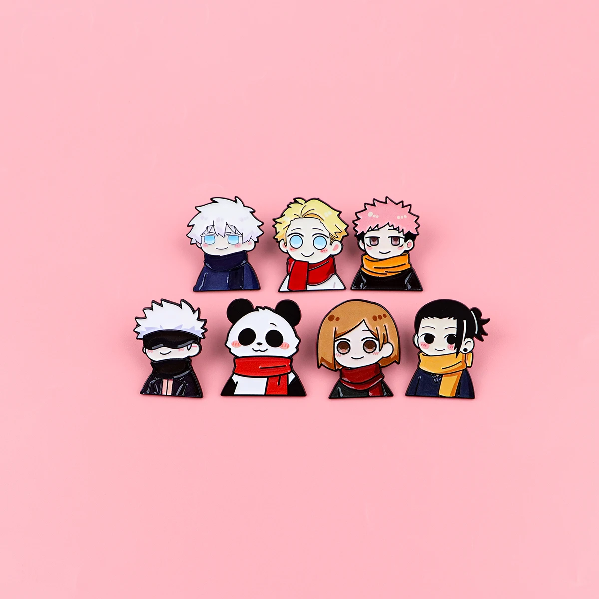 7-teiliges Manga-Jungen-Emaille-Pin-Set, Cartoon-Panda-Brosche für Mäntel, Damenbroschen, Anime-Reversnadeln, Schmuckgeschenk für Fans und Freunde – Detail 2