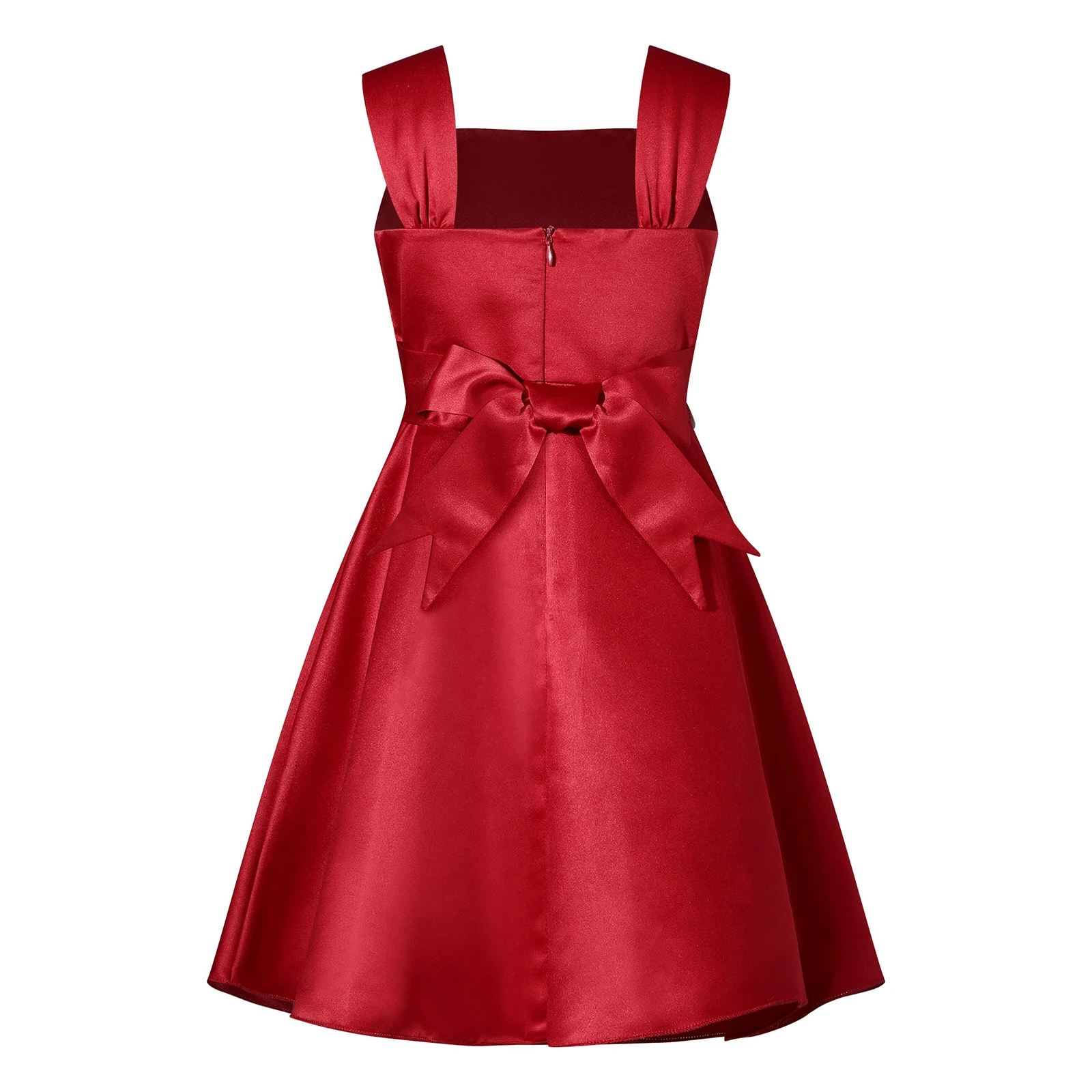 Robe de mariée en Satin pour filles, tenue de princesse élégante, sans manches, forme trapèze, avec des appliques, pour fête d'anniversaire, bal de promo