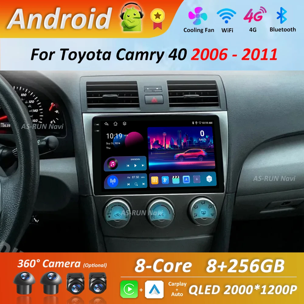 

Android 14 WiFi for Toyota Camry 40 2006 - 2011 Navigation GPS Car Video Multimedia Player 4G Bluetooth DSP Stereo Split Screen