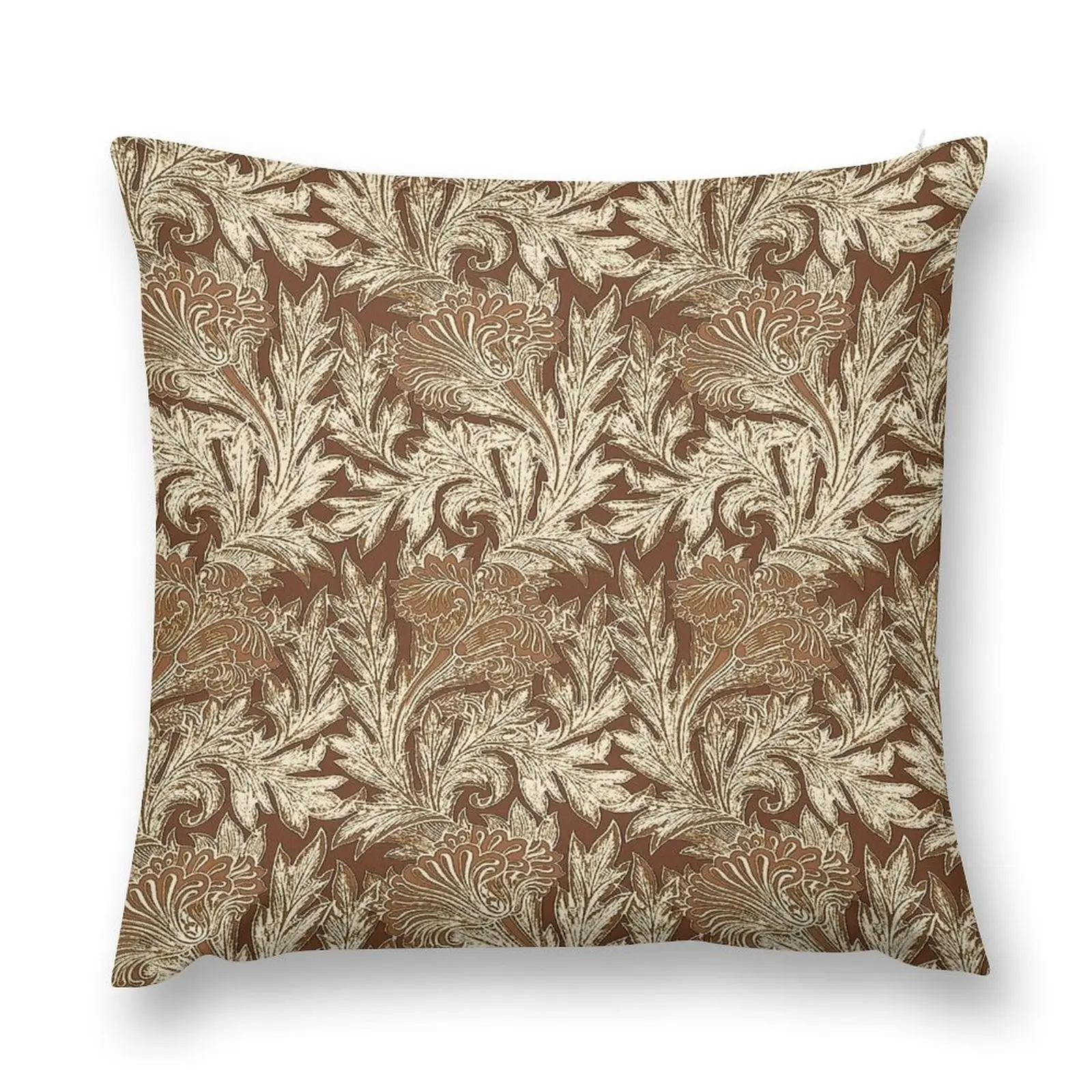 Jacobean Flower Damask, Taupe Tan and Cream Throw Pillow Sofa Pillow Cover Cushion Cover For Sofa Couch Pillows pillow