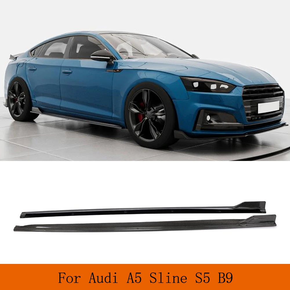 Carbon Fiber Car Side Body Skirts For Audi A5 Sline S5 B9 Sportback 2017-2019 Car Door Side Skirts Steps Extension Lips