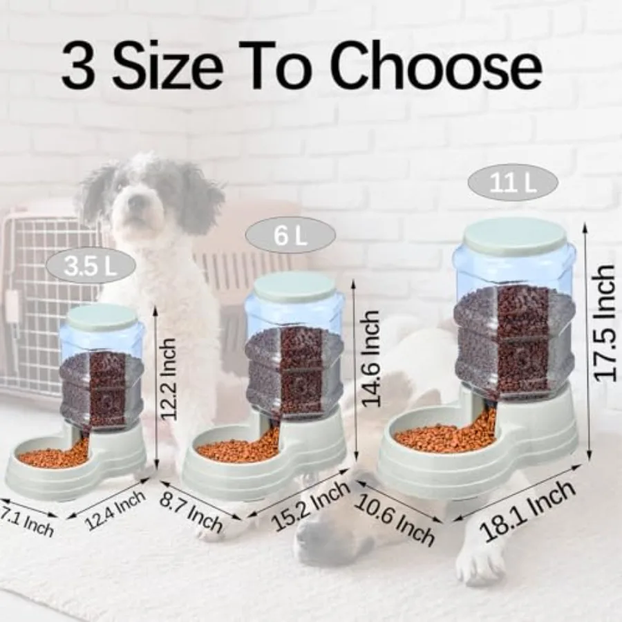 

3 Gallon Gravity Large Dog Food Feeder, 11L Automatic Pet Feeder for Large Breed BPA-Free Plastic, Black Mess-Free,