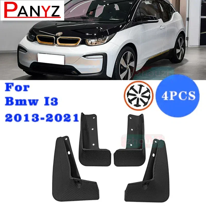 4pc Set For Bmw I3 2013-2021 Molded Mud Flaps Splash Guards Mudguards Fender Electric Styled Molded Car Flares Replacement Auto