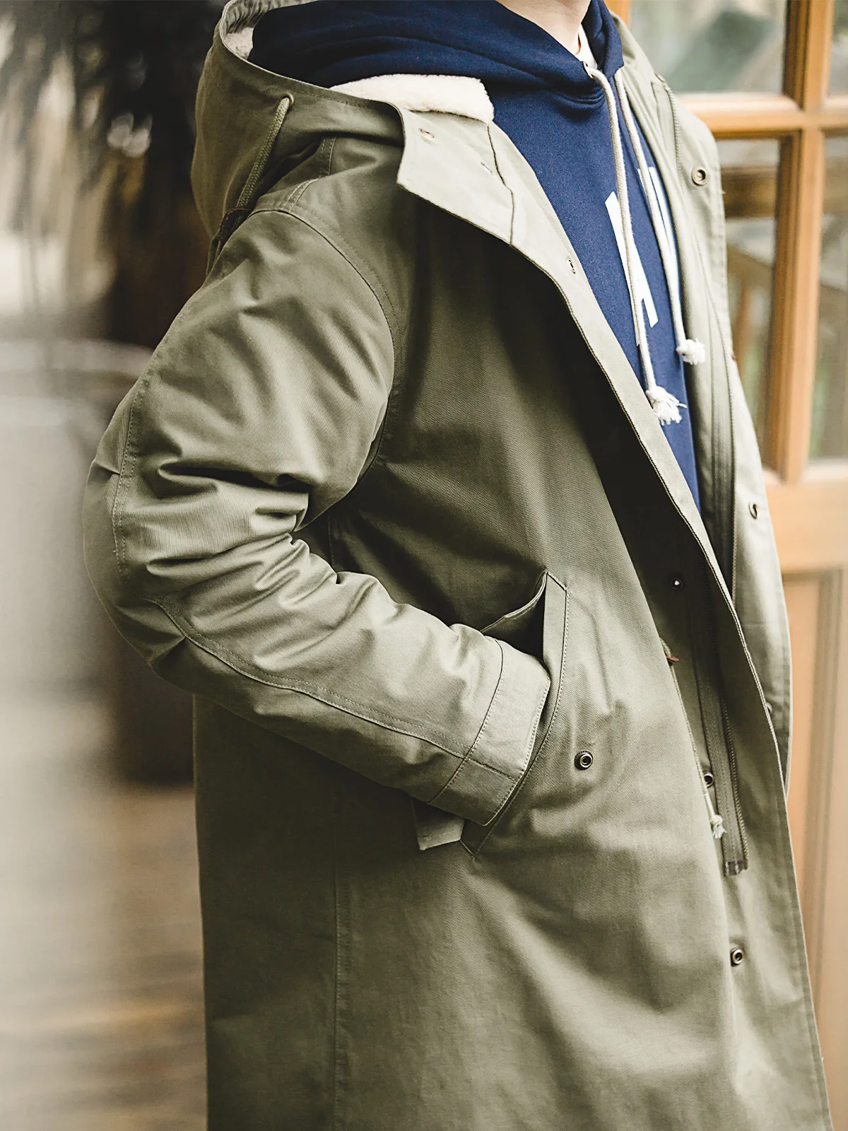 マデン アメリカン レトロ M5 フィッシュテール ミッドレングス フード付きジャケット メンズ ワークウェア コットンコート 秋シーズン スタンダードフィット ユース カジュアル