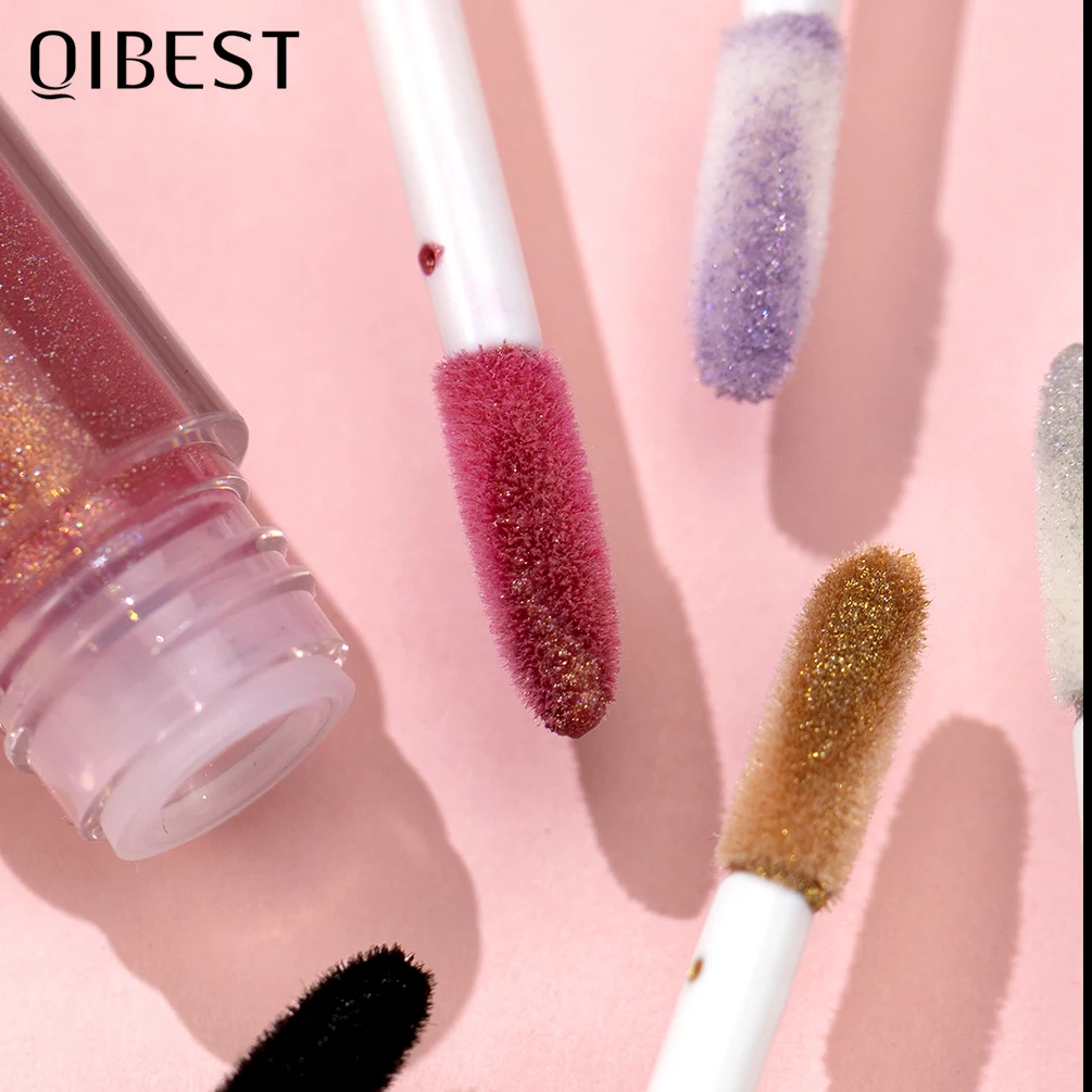 QIBEST Shimmer Diamond Lip Gloss Makeup Mirror Lip Glaze Liquid Lipstick Long-Lasting Matte Lip Tint Lipgloss Lips Cosmetics