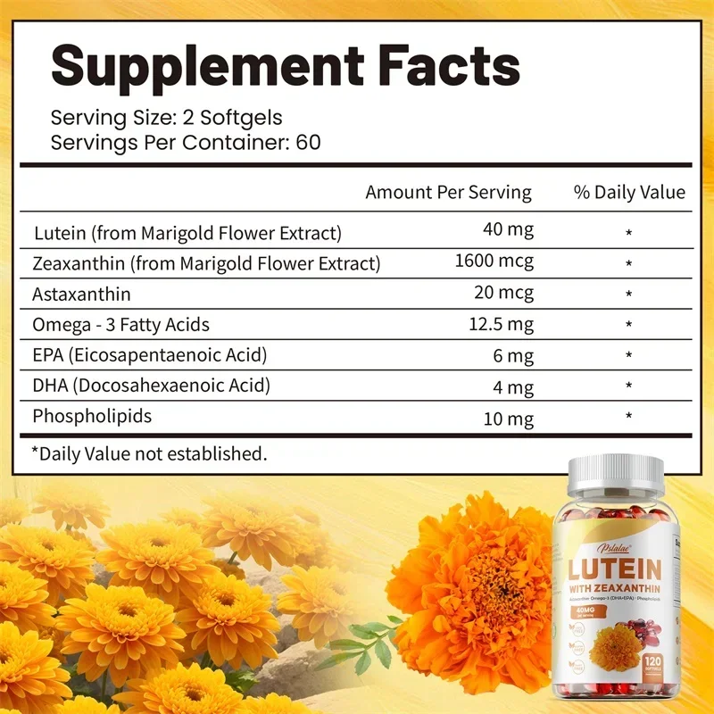 Lutein & Zeaxanthin - Contains Astaxanthin, Supports Eye Health, Relieves Eye Fatigue, Protects Vision, Antioxidant