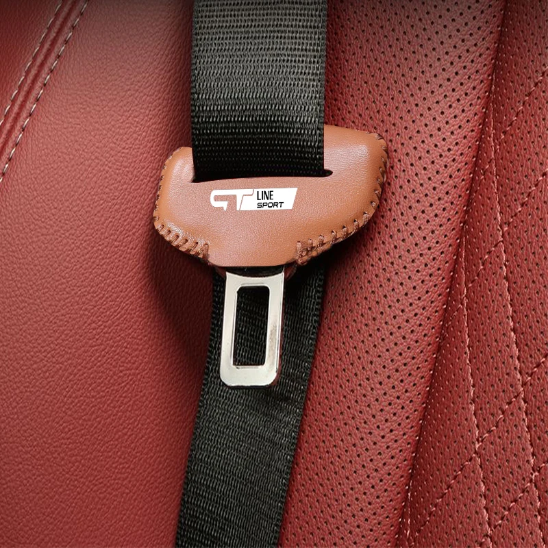 Car Seat Belt Buckle Clip Protector Leather Cover Protection Case For Renault Gt Line Megane 3 4 megan 2017 twingo clio 2010