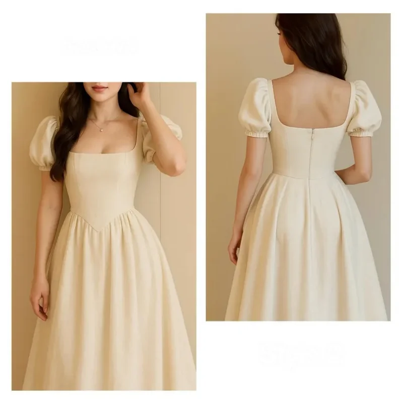 

Элегантное ретро-платье с короткими рукавами по индивидуальному заказу и карманом, свадебное платье, льняное платье, женское свадебное платье для гостей