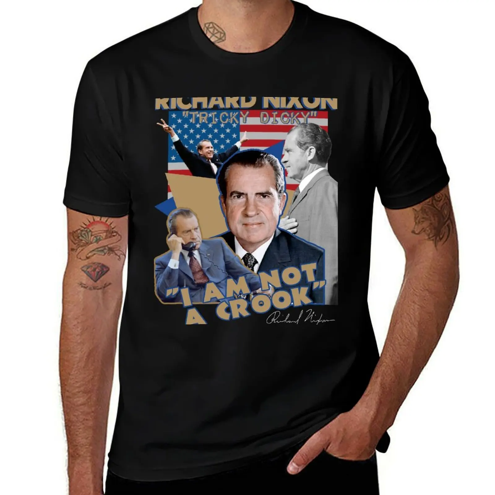 Футболка Richard Nixon 37th President Gangsta Rap Band Bootleg, хлопковая футболка, комплект футболок для мужчин, винтажная футболка с графикой