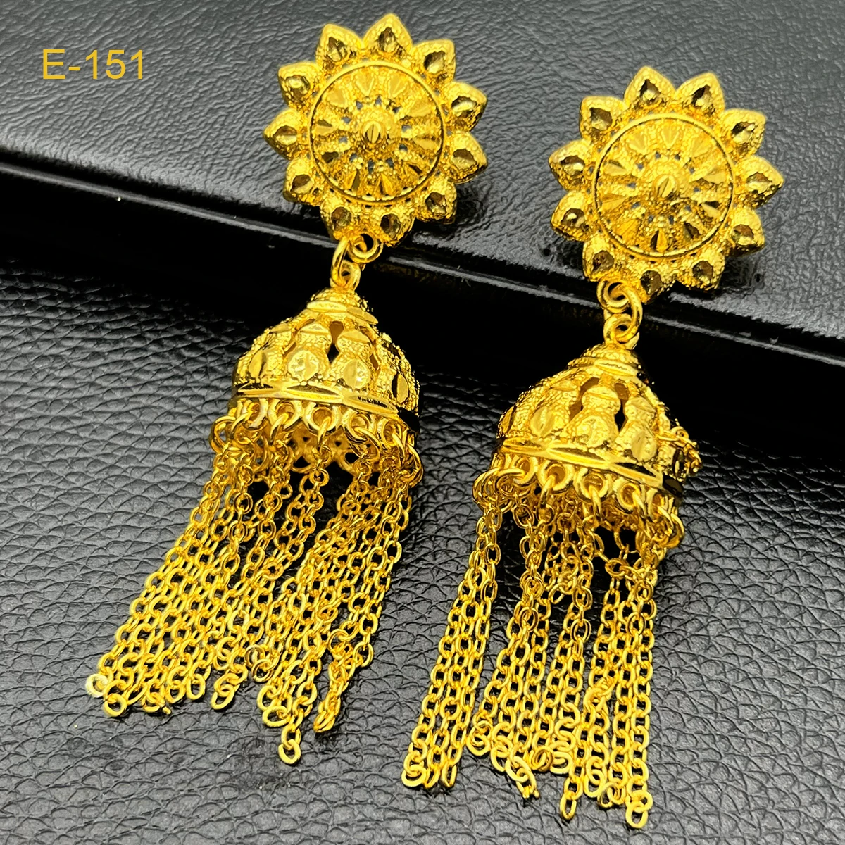 New Indian Earrings with Tassels 24k Gold Color Lady Nigeria African Dubai Big Wedding Earrings Party Gifts Ethiopia Jewelry