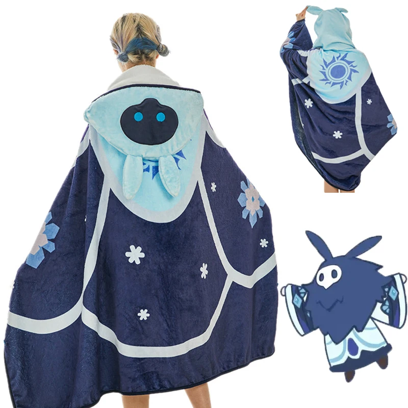 

Genshin Impact Cryo Abyss Mage Cloak Cape Cosplay Flannel Costume Hoodie Zhongli Venti Hu Tao Klee Warm Blanket Props Fans Gift