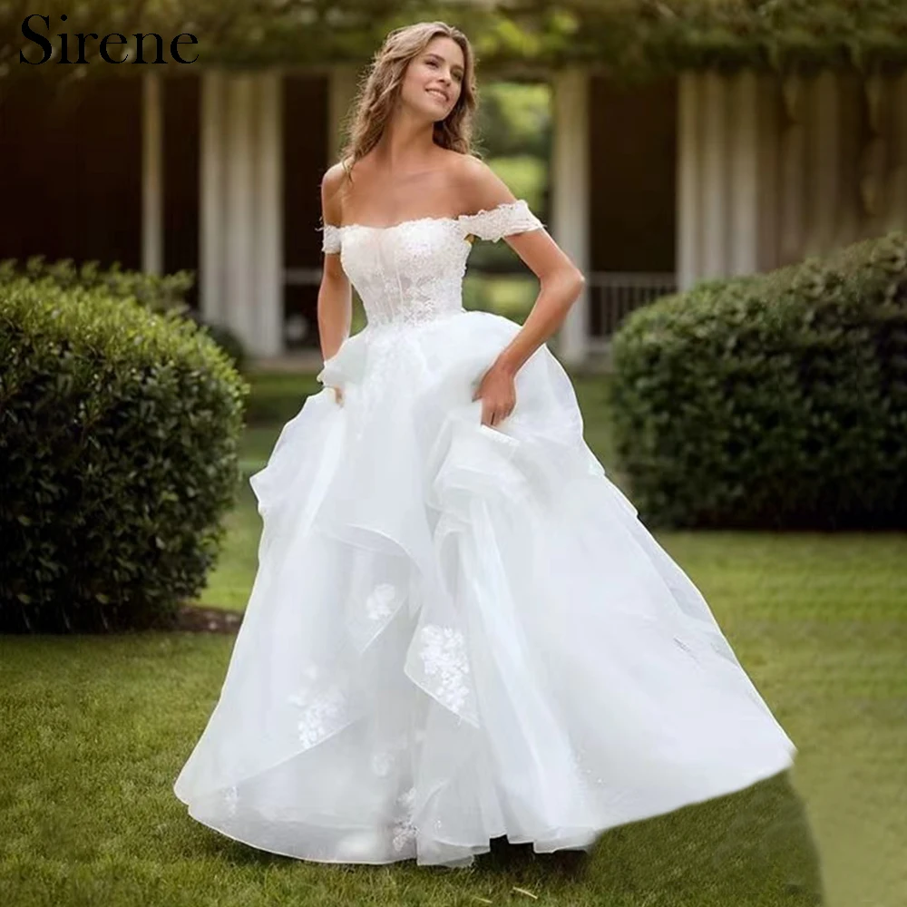 Sirene Elegant Long White Wedding Dresses Back Zipper Floor-Length A-Line Brides Dress Tailor-Made Women Vestidos De Novias 2024