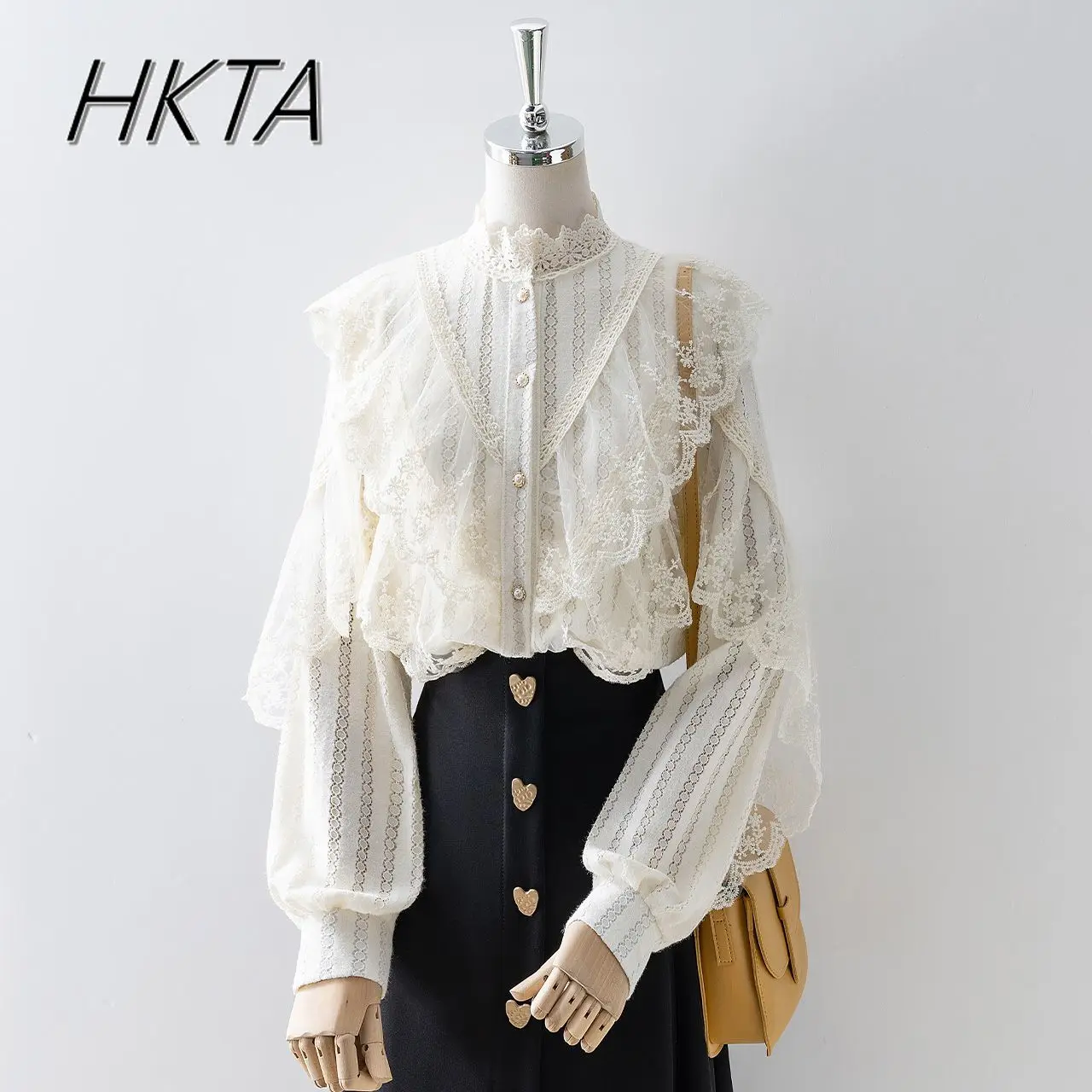 Camisa Original de Lolita para Mujer y niña, Camisas de encaje con volantes de color caqui, novedad de verano 2021, blusa de manga larga para Mujer, Camisas de nicho para Mujer