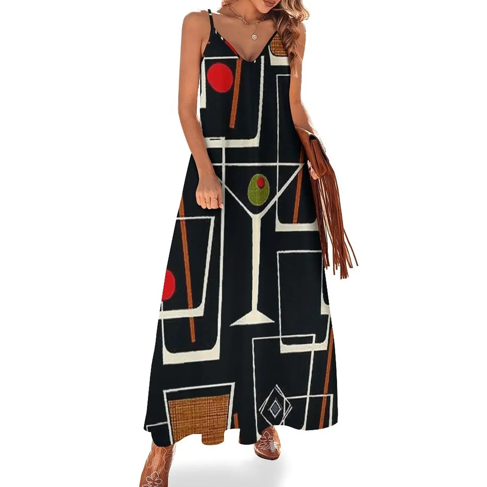 

Mid Century Modern Cocktail Sleeveless Dress elegant party dress for women 2024 Dress woman Long veiled dresses