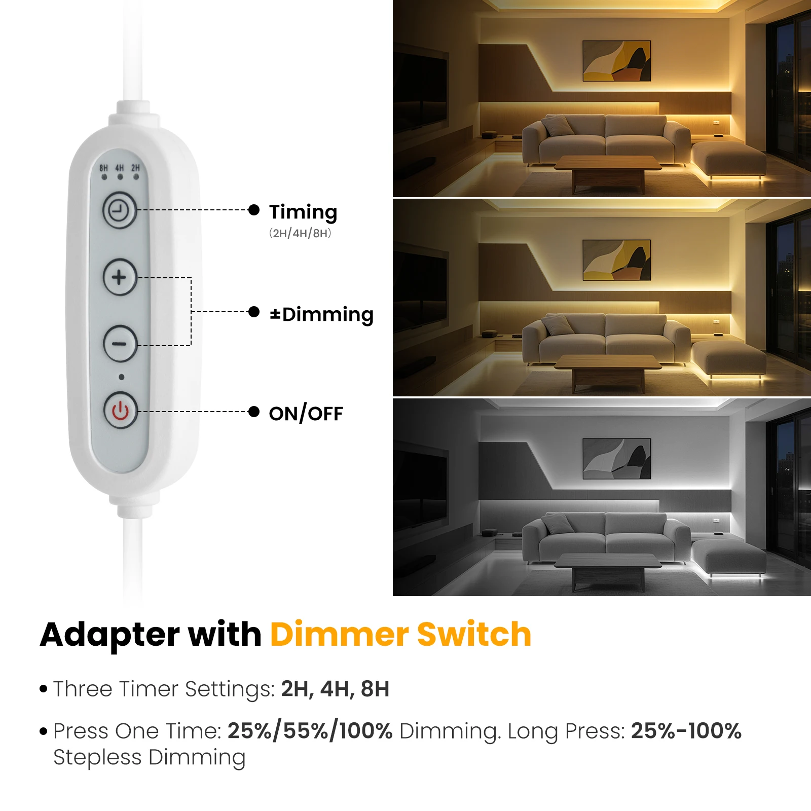 220V Dimmable COB LED Neon Strip Light with Dimmer Waterproof EU UK Plug Warm Natural White 288LED Flexible Neon Lamp Home Decor